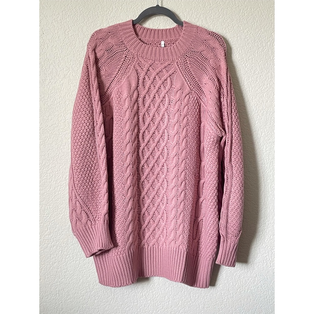 Cozy Sweater Dress Pink Cable Knit Midi NWOT